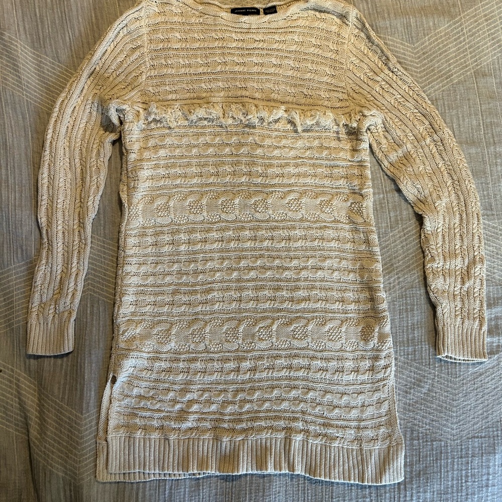 JEANNE PIERRE Textured Cream Sweater or Sweater Dress